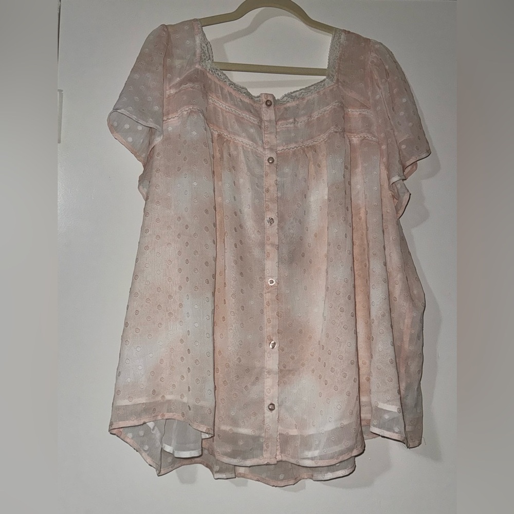 Torrid: pink lace blouse